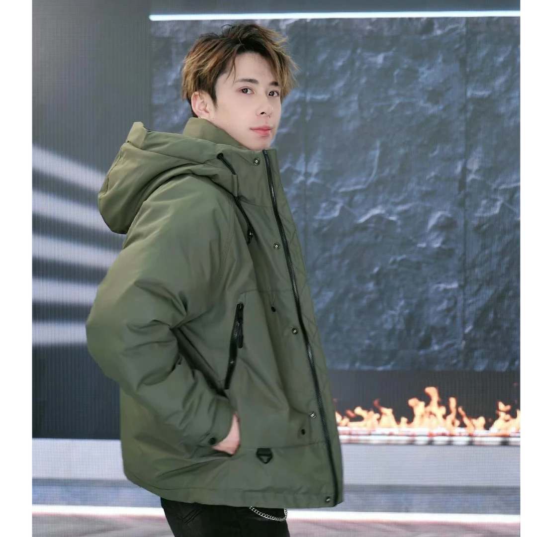 【朝夕穿搭】工装石墨烯蓄冲锋衣连帽三防保暖加厚羽绒服13907