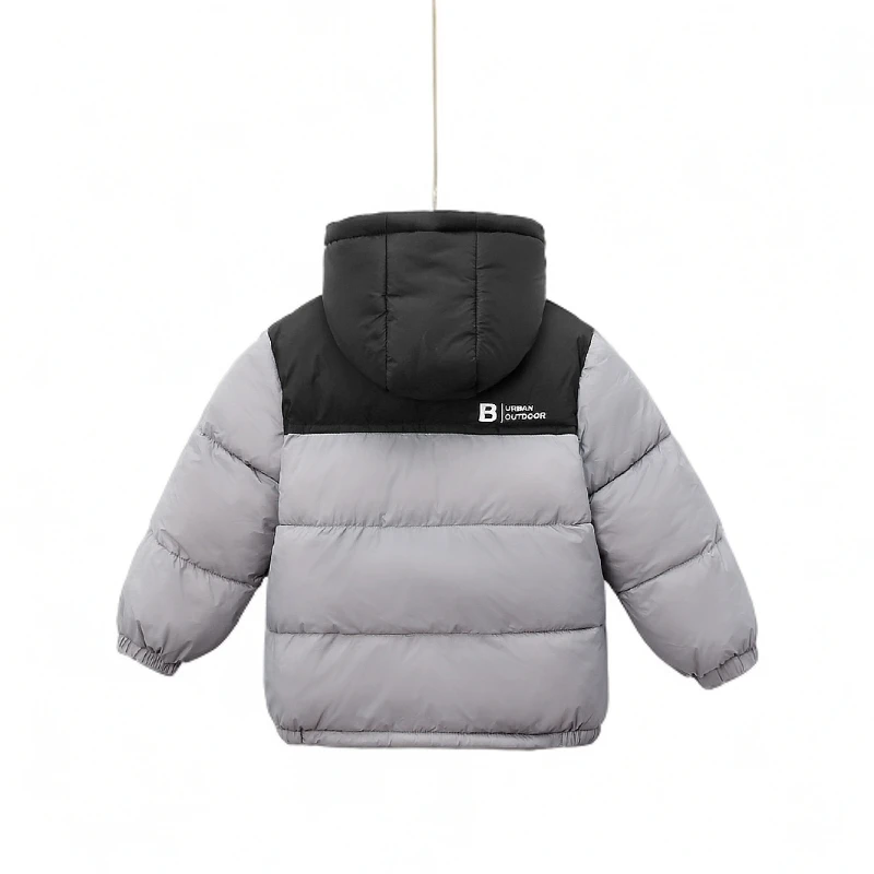 儿童黑金棉服中小童男童女童轻薄洋气短款宝宝连帽拼色保暖衣外套