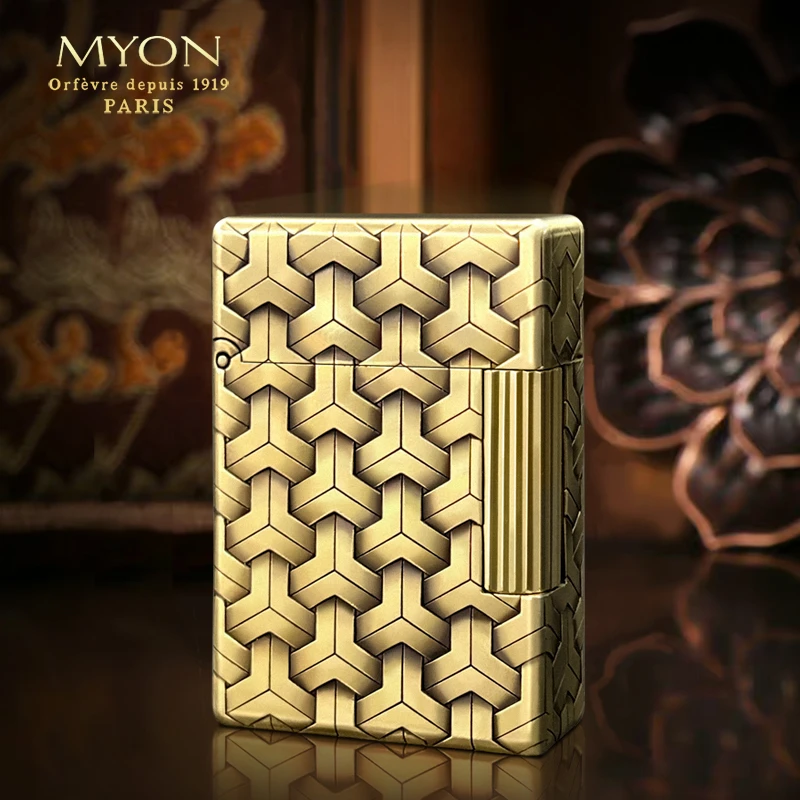 MYON欧洲勉牌煤油打火机M619黄铜盔甲一机一码一体机