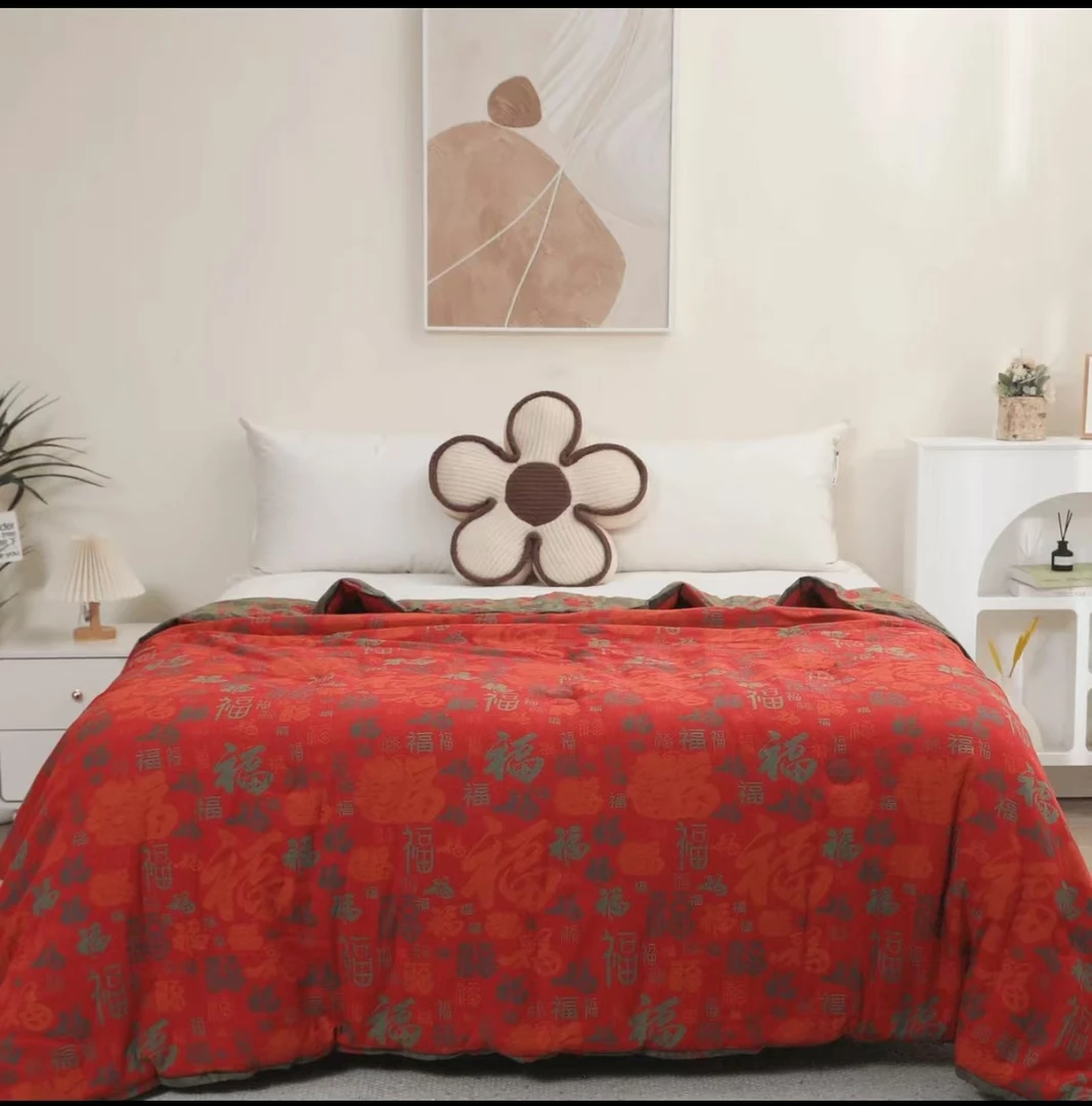 2*2.3米 【百福双层纱四件套】 床单2.4*2.5米