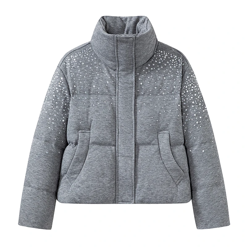 高级星空感羽绒服立领短款宽松外套V488809508【ZN】