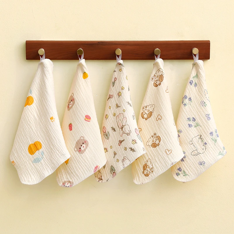 新生儿小方巾四层纱布柔软吸水可挂式宝宝毛巾洗脸婴儿口水巾