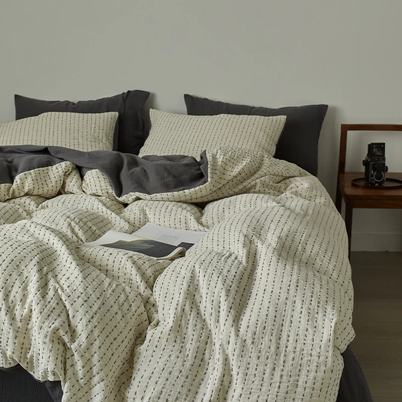 A类超柔软双层纱丨四件套全棉纯棉2025新款简约高级感侘寂风床品