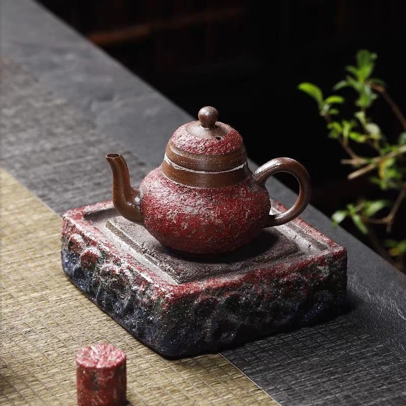 云礼茶器 林思怀工艺大师手工复古岩矿彩陶矿石细砂点缀可养陶壶