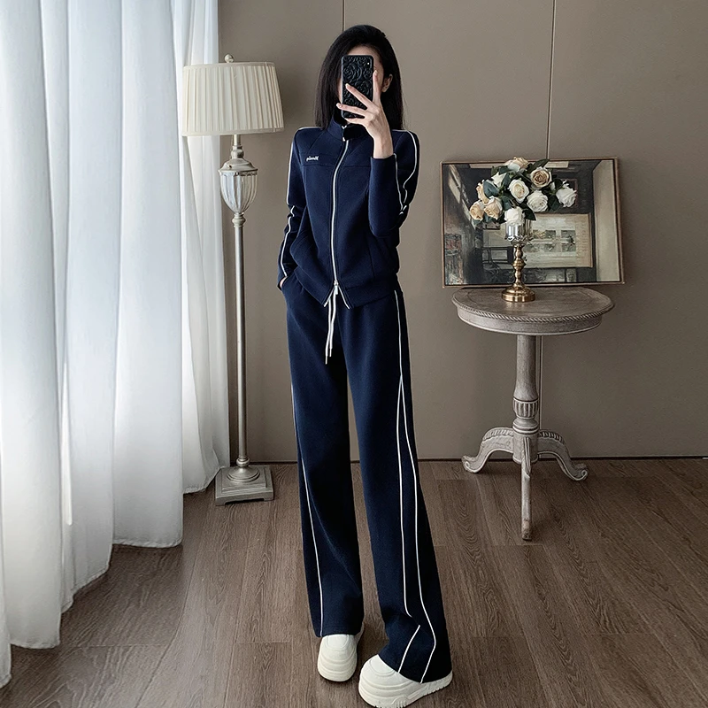 网红时尚卫衣休闲运动服套装女春秋新款欧货宽松外套阔腿裤两件套