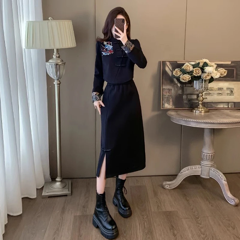 新中式国风时尚套装裙女春季2024高级感洋气时髦显瘦半身裙两件套