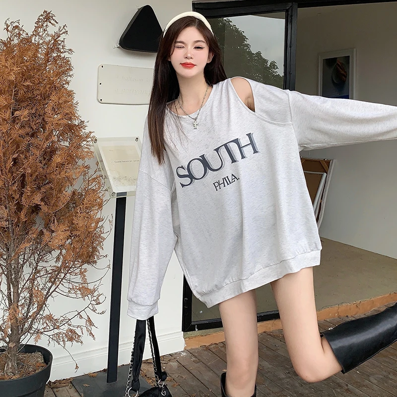 61093清大码女2024秋季新款韩版减龄休闲上衣时尚设计感小众卫衣