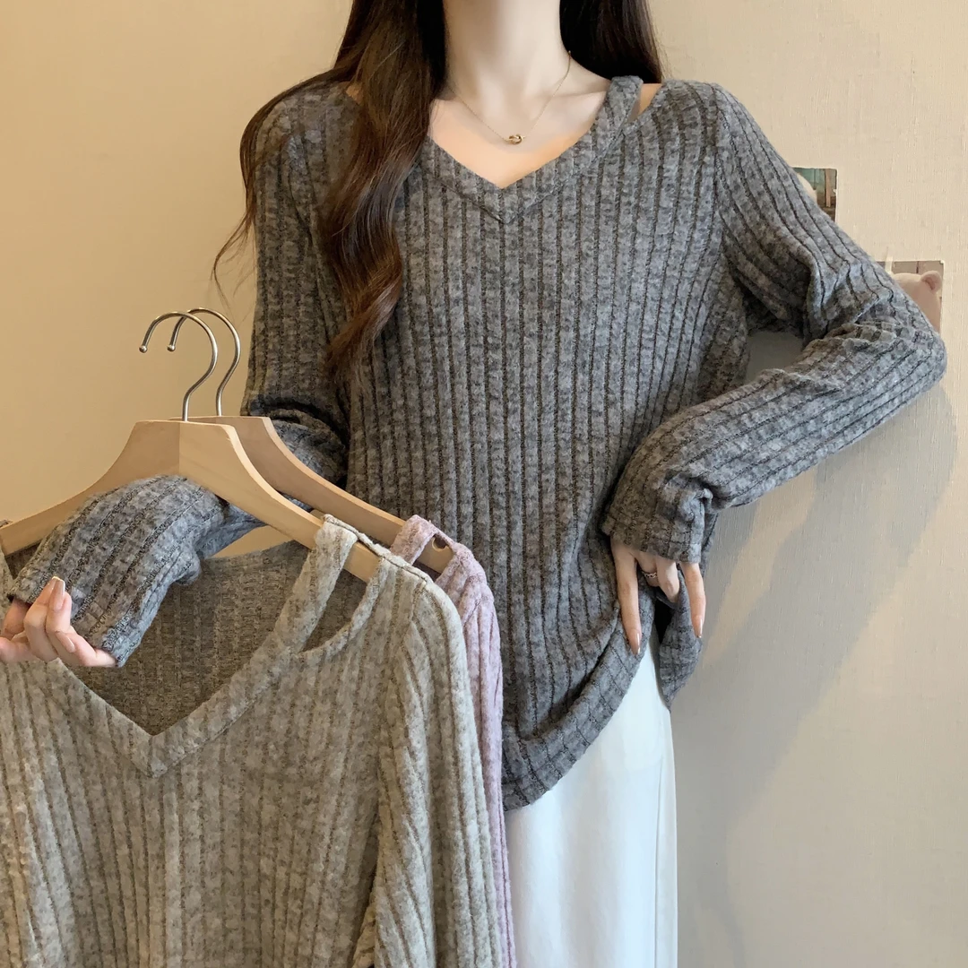 【PKGIRL心选】大码2025春季胖mm镂空针织衫小心机设计感上衣61812