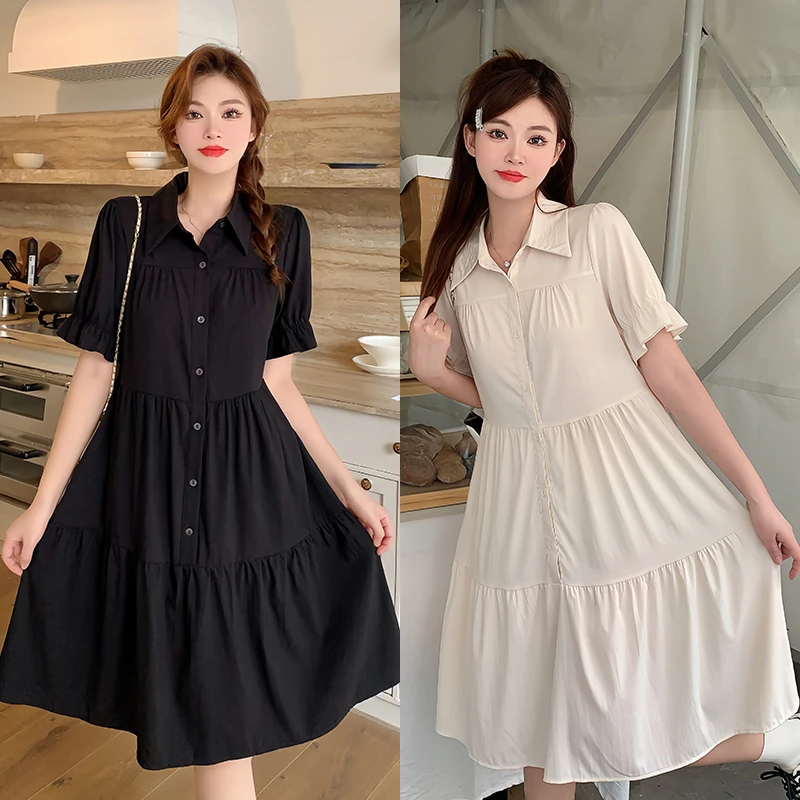 清61182大码女装2025夏季新款胖妹妹时尚洋气休闲显瘦百搭连衣裙