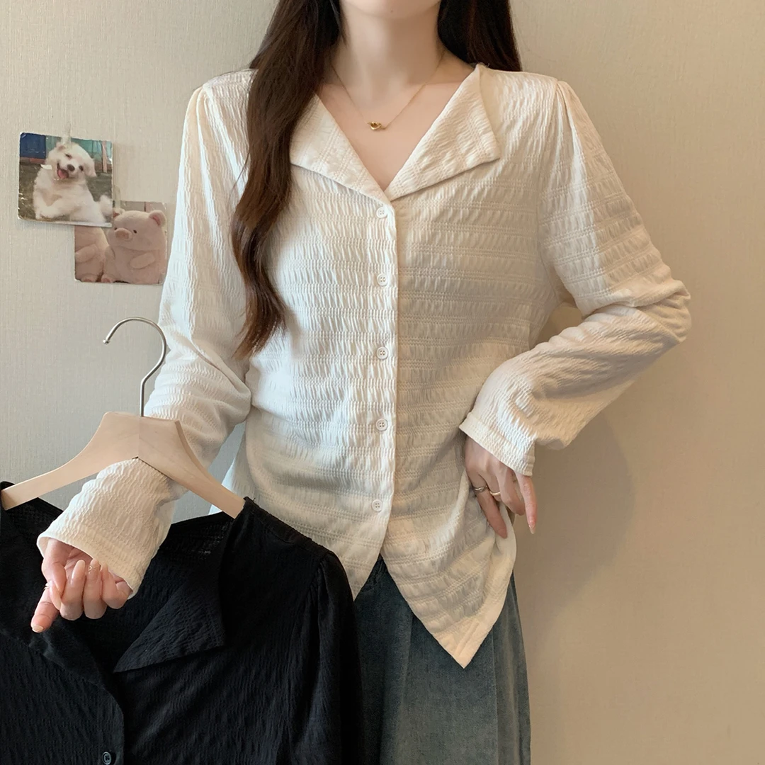 清2024秋季胖mm大码女不规则开叉衬衫正肩遮肚显瘦上衣63286