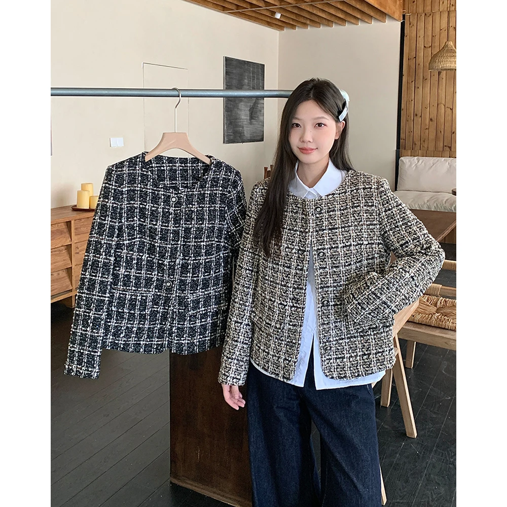 清大码女2024冬装韩版高级感法式小香风外套夹棉保暖上衣63810