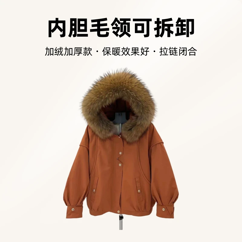 【小精灵升级版派克服加绒】保暖效果好真毛内胆毛领可拆卸派克服