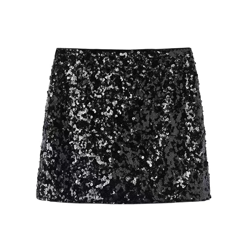 2024冬季新款休闲百搭亮片半身裙短裙女3530