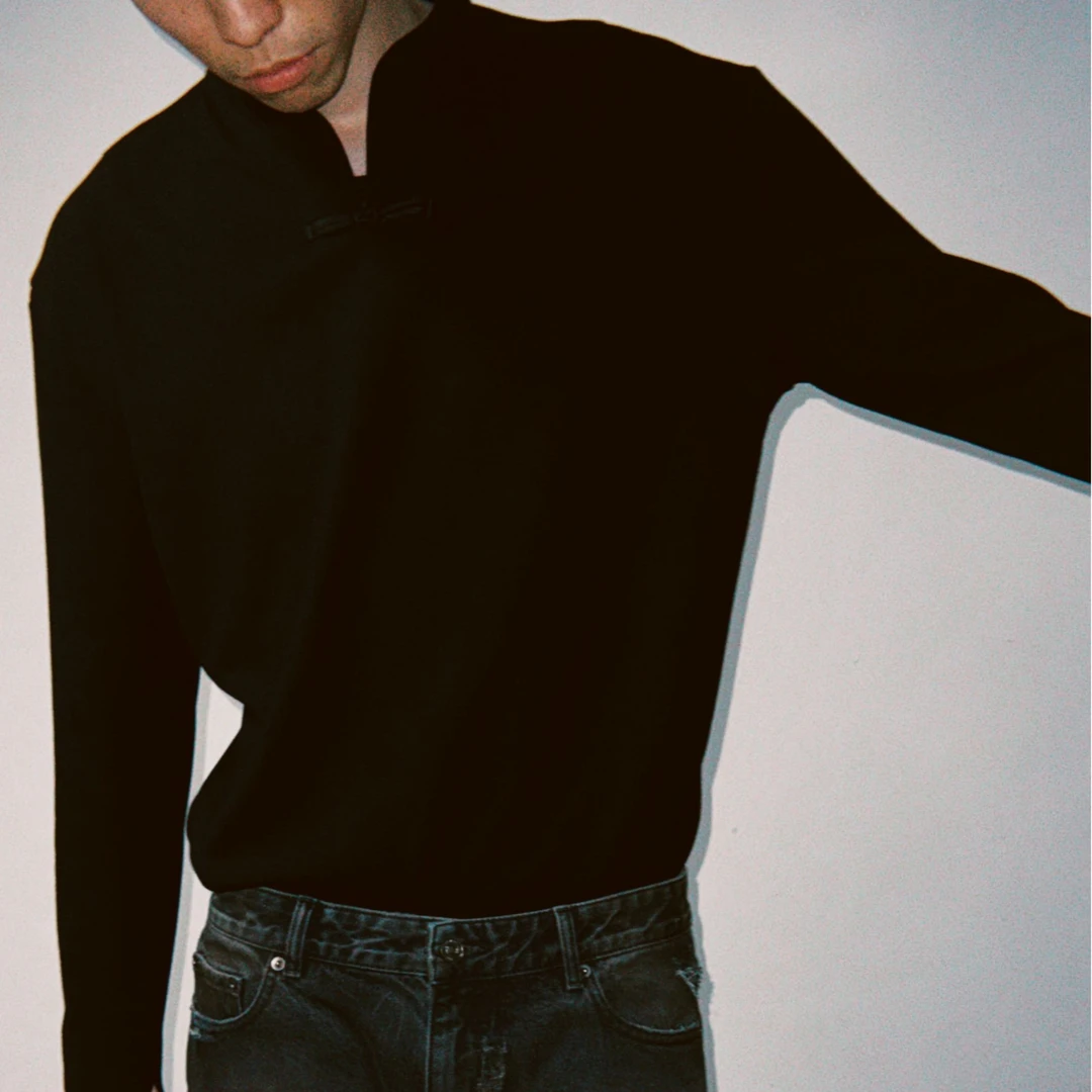 OaOO秋冬基础莫代尔长袖打底boxy新中式盘扣通勤内搭上衣男