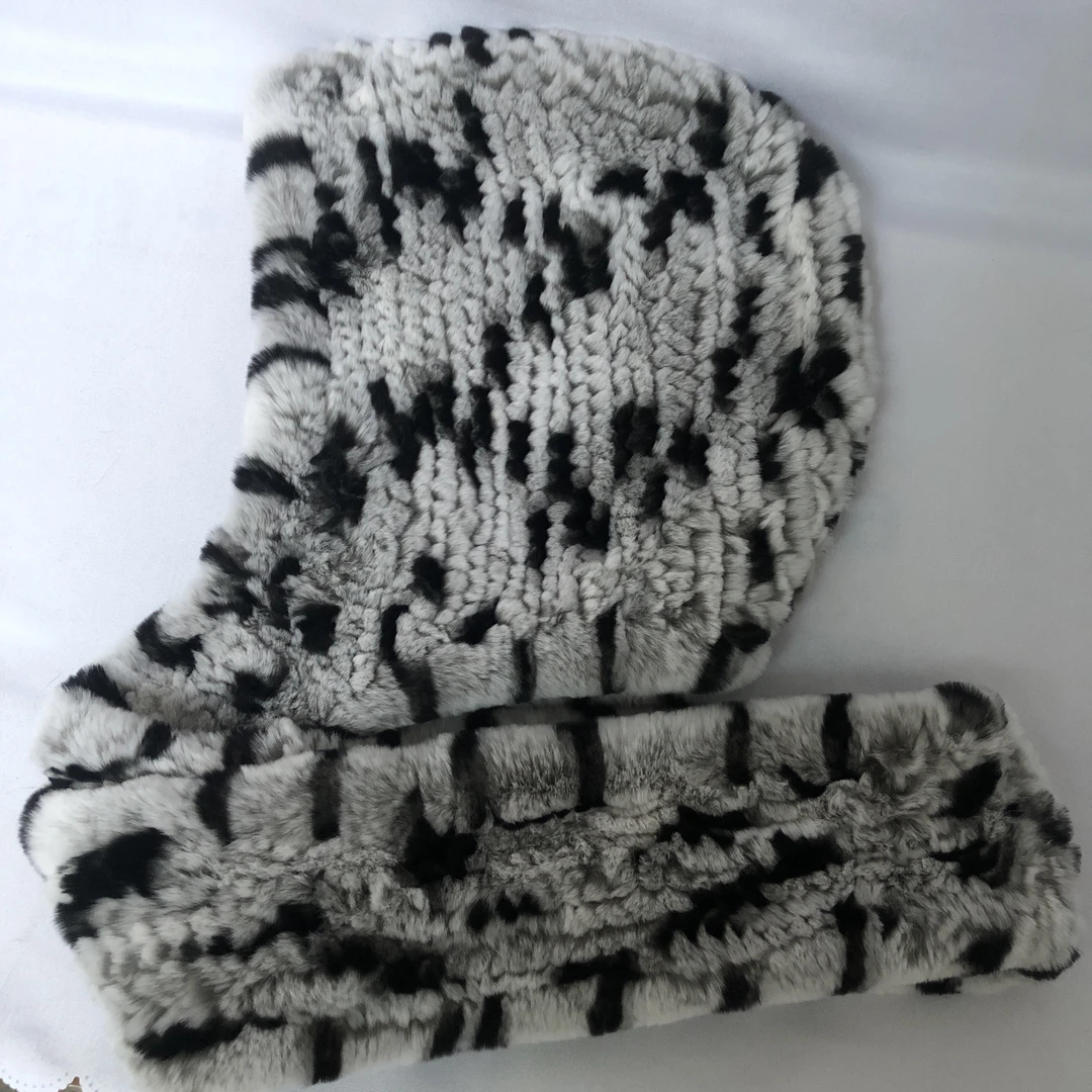 风雪帽獭兔编织帽子围巾一体双面毛高品质