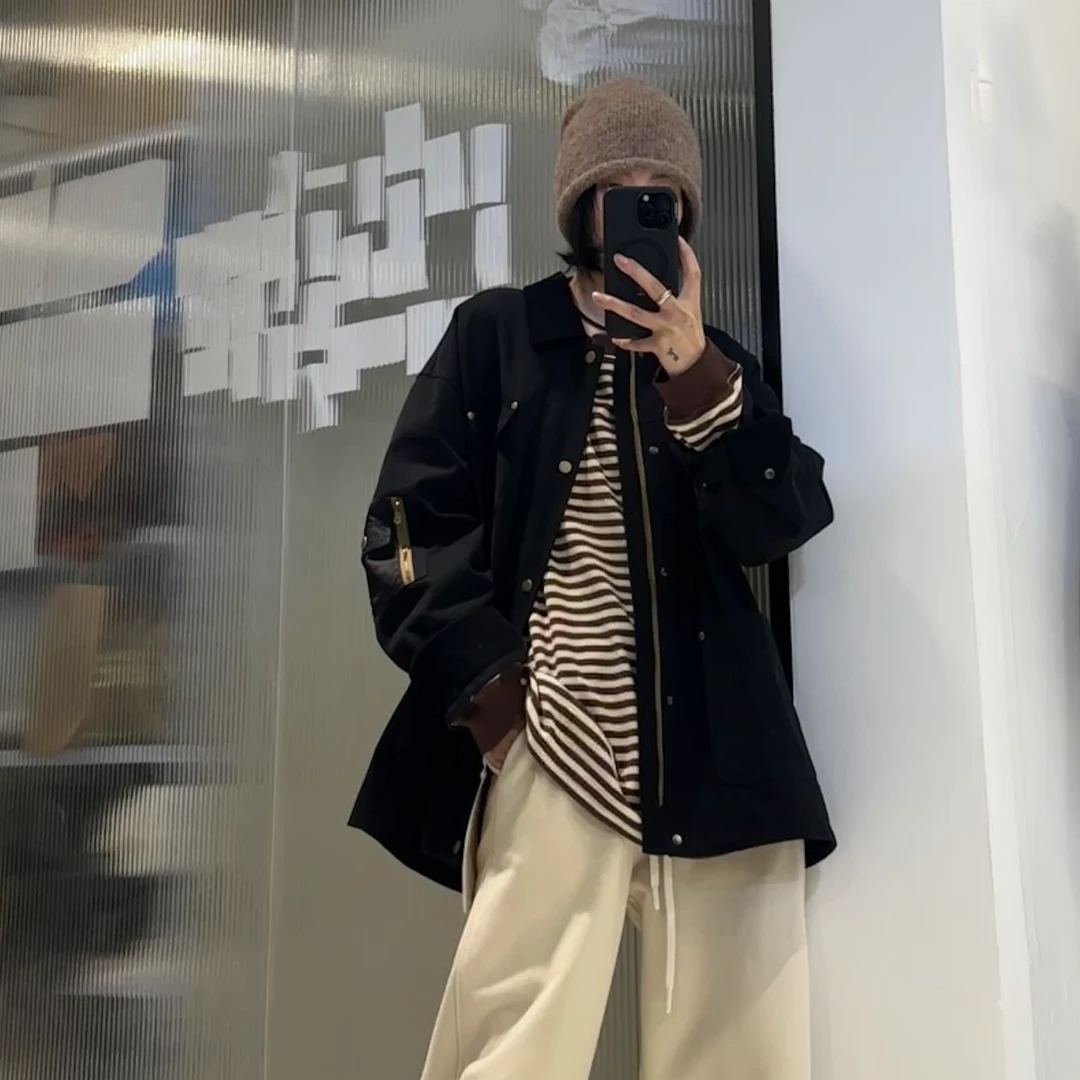 重工拼接工装伐木夹克外套 Z507