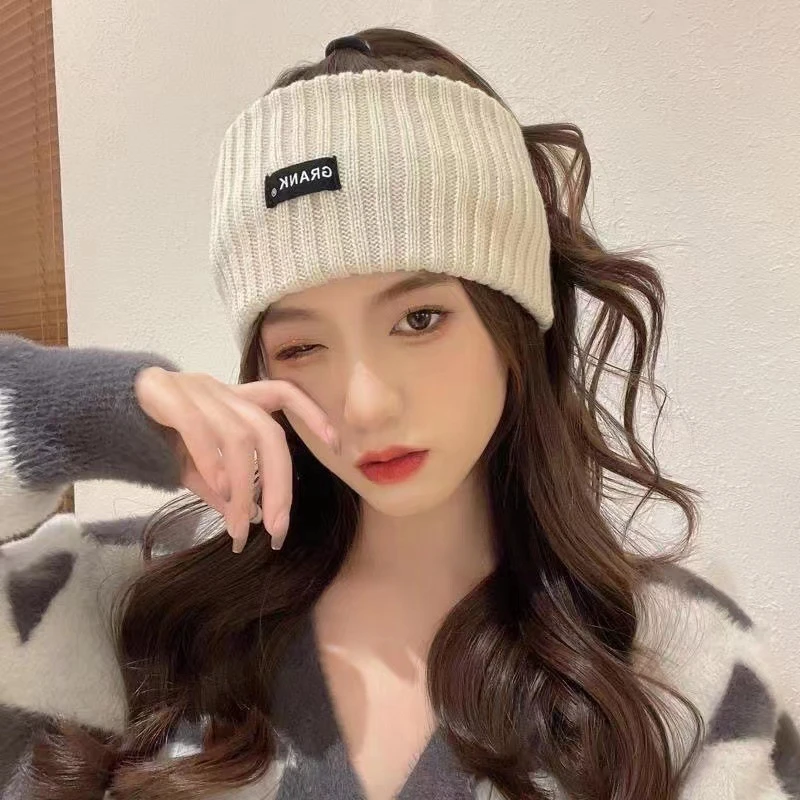 冬季杨超越同款发带韩国字母冬时尚宽边毛线帽带休闲保暖运动发带