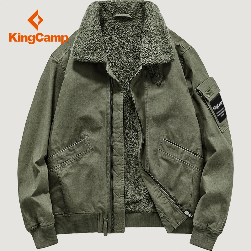 KingCamp工装棉服男秋冬季美式翻领羊羔绒外套加绒加厚保暖棉衣潮