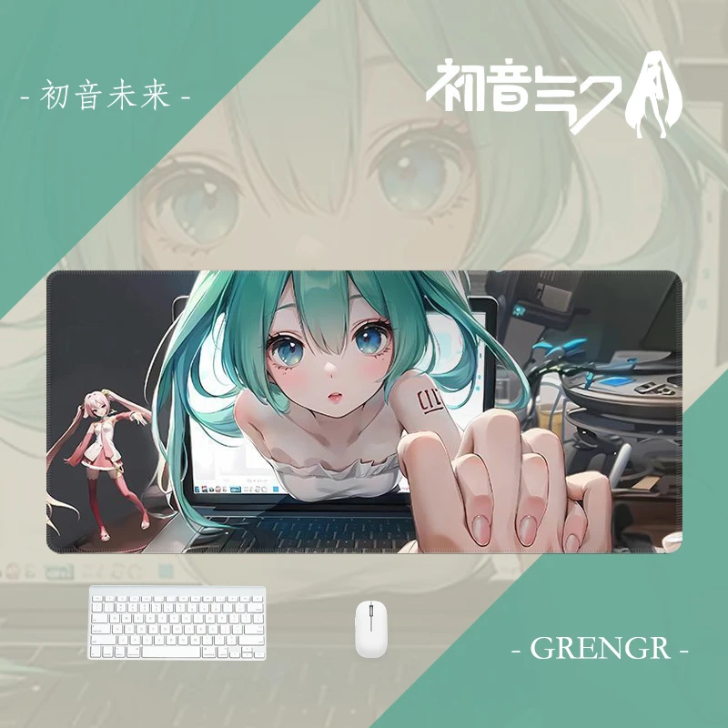 初音未来动漫鼠标垫超大号电脑桌面垫子学生宿舍游戏办公滑鼠标垫
