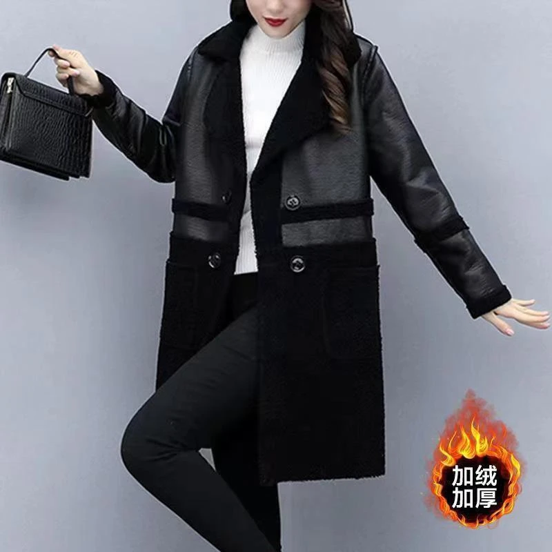 2022春季新款洋气双面穿长款女士皮衣中长款春秋宽松韩版显瘦外套