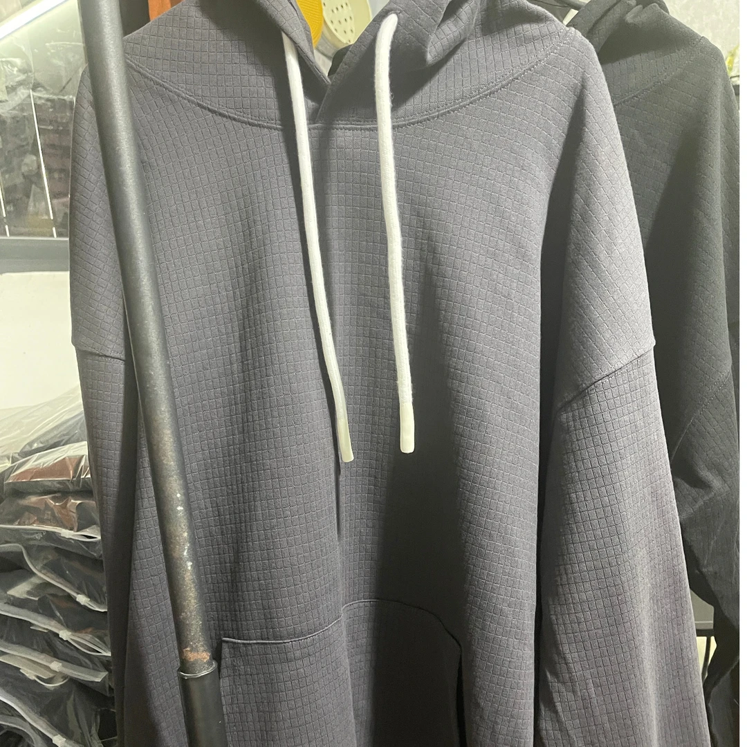 高密度金字格秋款连帽美版宽松秋季时尚卫衣