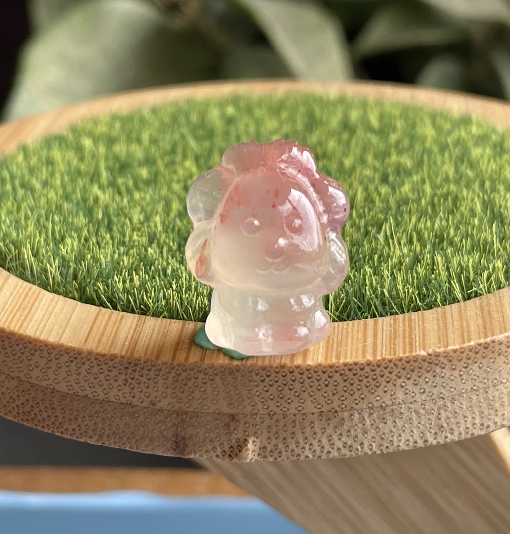 天然川料南红玛瑙冰飘小狮子配饰（无孔打孔镶嵌联系客服）