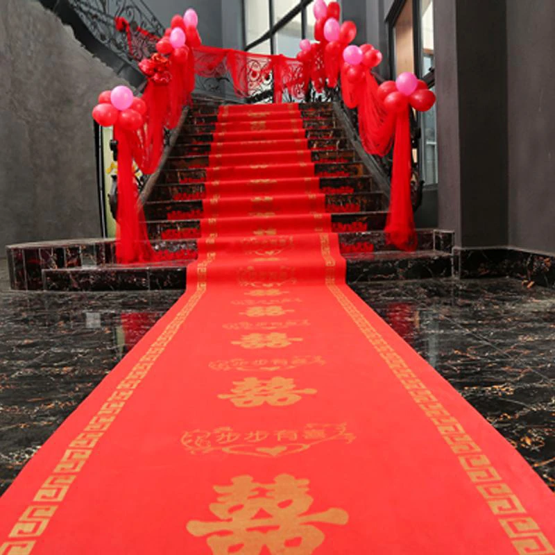 结婚用品一次性无纺布婚礼红毯防滑婚庆装饰道具尺寸可选