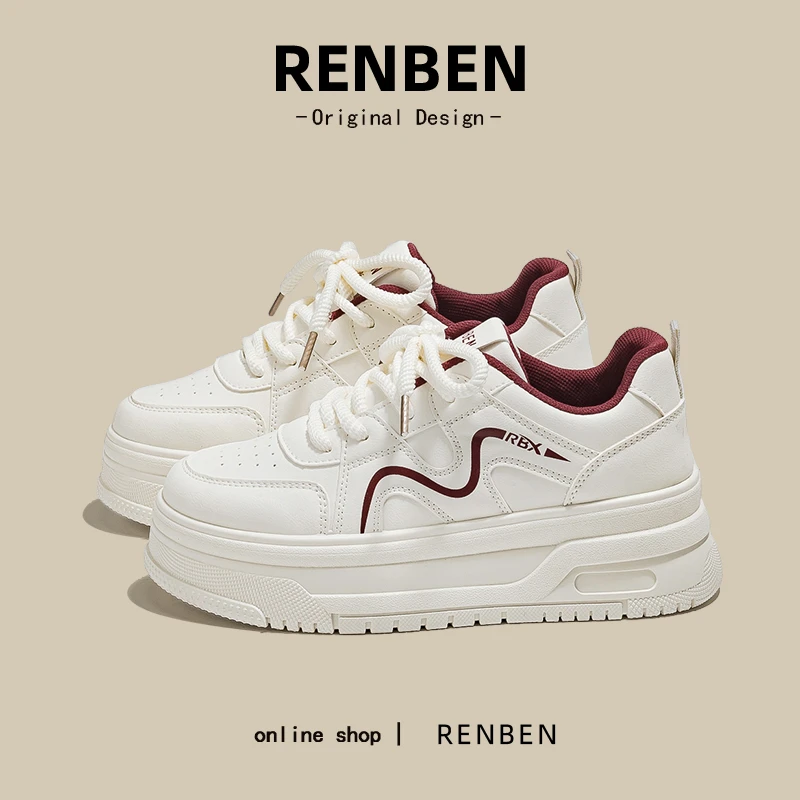 人本爆款网红板鞋女2025春新款小白鞋高颜值小众松糕底女鞋S2789