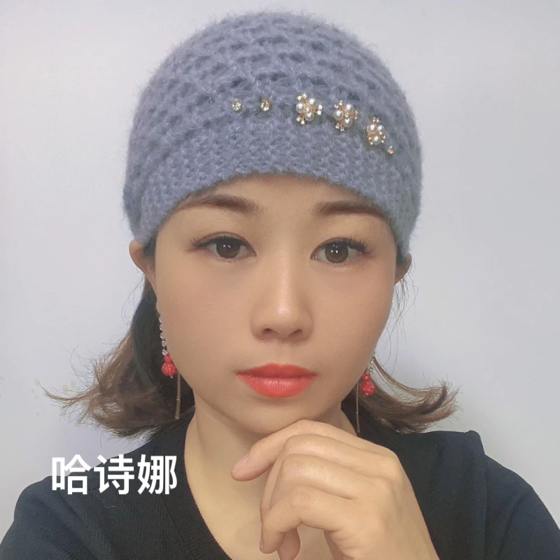 【促销】新款秋冬纯手工女士针织毛线帽遮白发保暖护耳民族风柔软