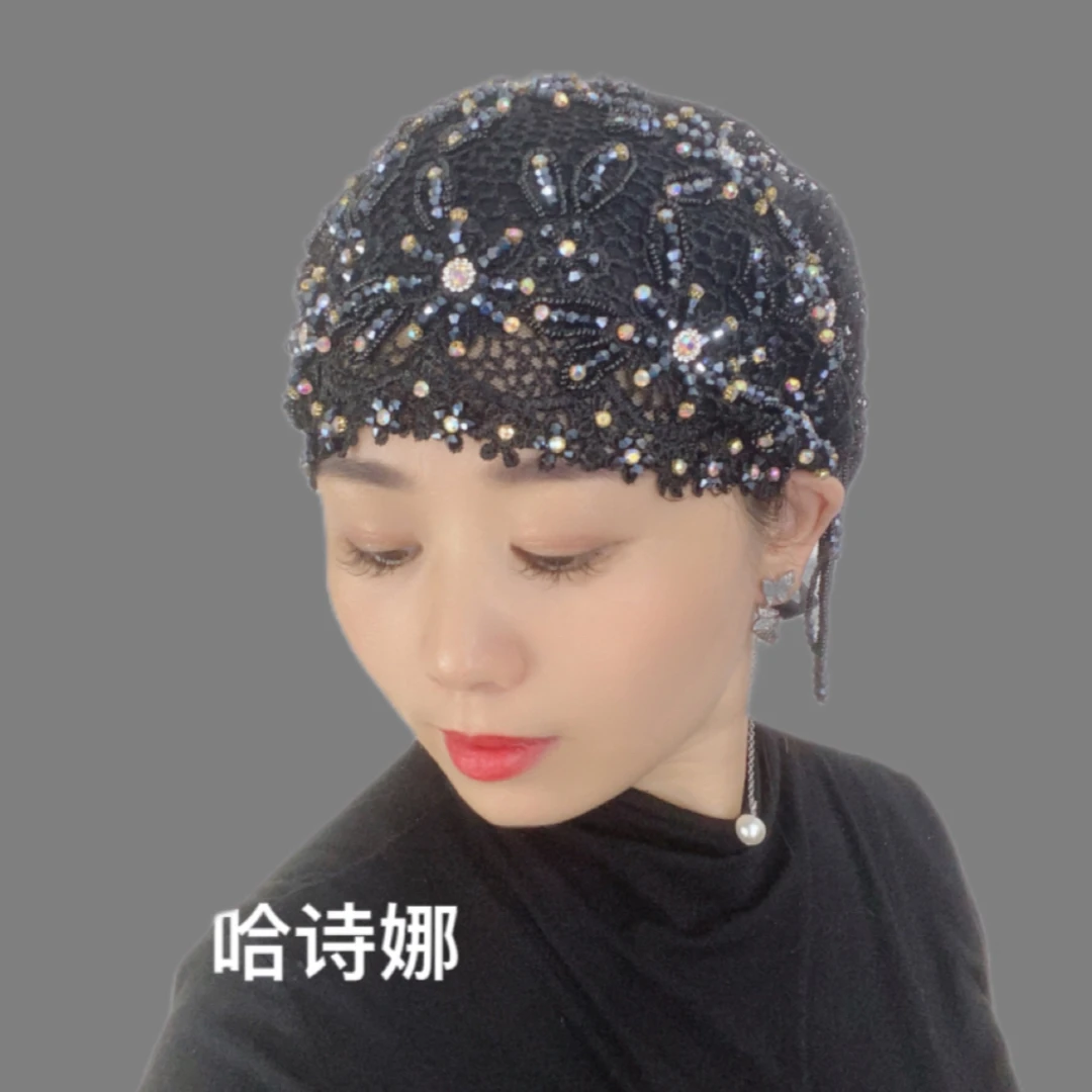 哈诗娜2024年新款手工流苏帽子包头民族风盖白发头巾帽大花