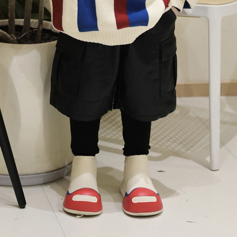 【现货】Jimmy妈童装 可可爱爱秋冬新款儿童假两件打底裤拼接皮短裤