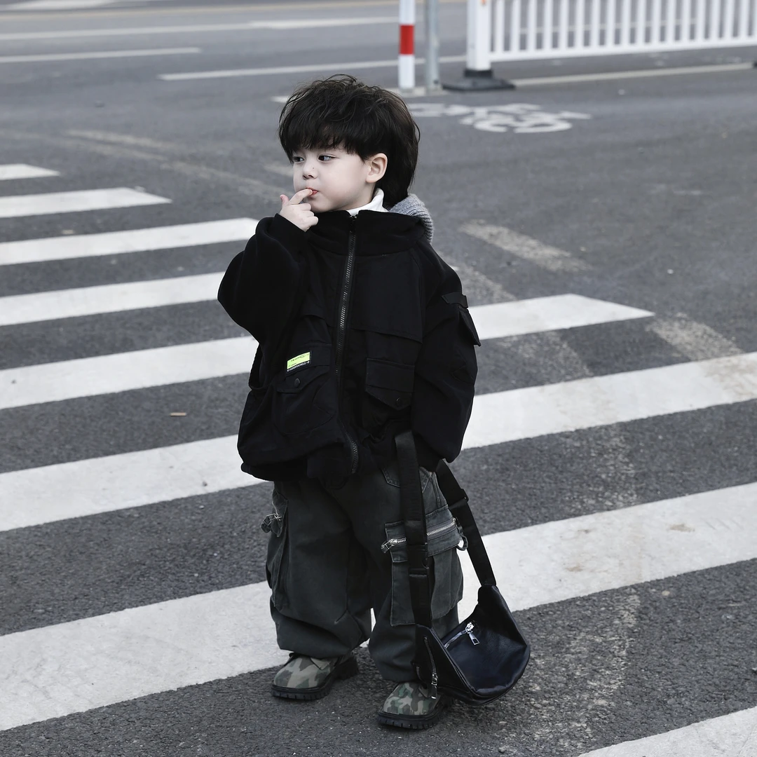 【粉丝现货福利】Jimmy妈童装 儿童帅气加绒加厚外套假两件夹克上衣