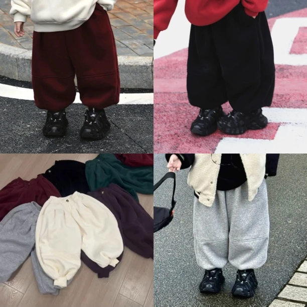 【现货】Jimmy妈童装 螺纹收口 冬季儿童加绒加厚分割式休闲裤卫裤