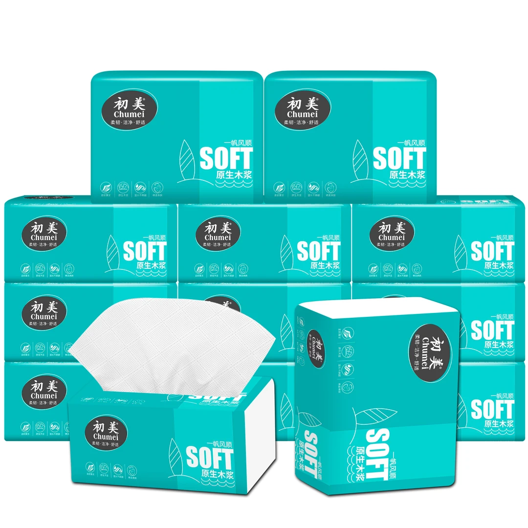 chumei/初美加厚加量纸巾抽纸家用抽纸批发整箱纸巾纸防雾湿巾