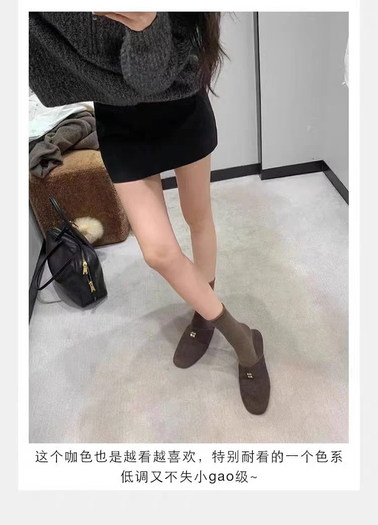 包头极简风平底懒人包头半拖鞋女外穿2024年新款舒适一脚蹬平底鞋