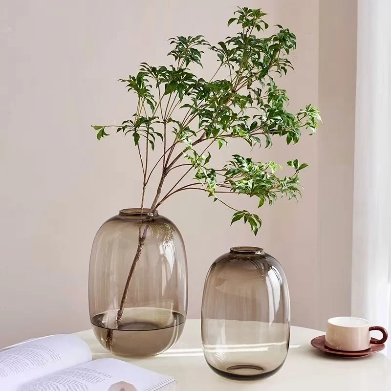 大肚玻璃花瓶苹果尤加利叶专属小口径瓶插花瓶