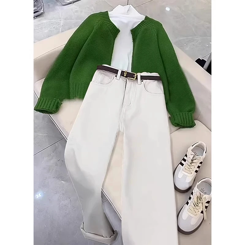 慵懒风双拉链毛衣外套女2024秋冬短款设计感小众简约韩系针织开衫