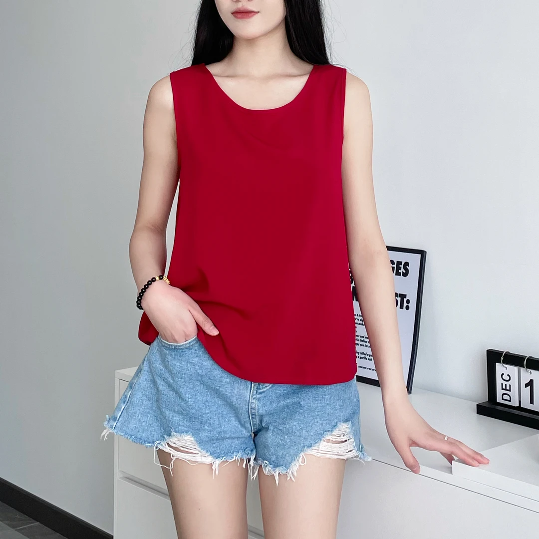 中老年背心夏打底棉绸大码可外穿人造棉睡衣无袖家居服上衣胖百搭