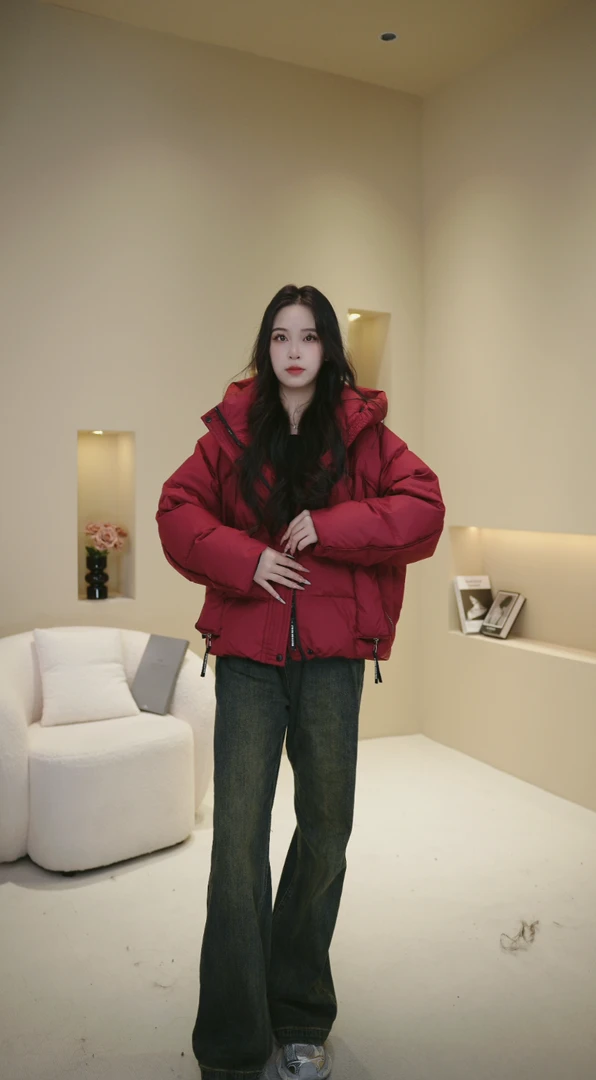 韩版短款柔软宽松连帽保暖拉链口袋休闲百搭连帽羽绒服加厚冬季