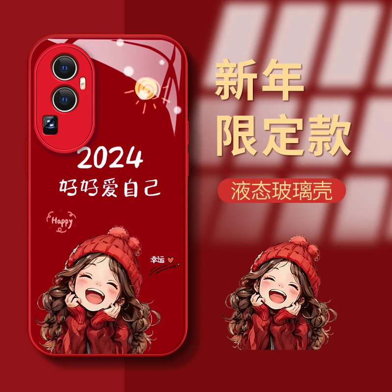 适用OPPOReno10Pro+幸运女孩防摔保护套网红女款高颜值手机壳