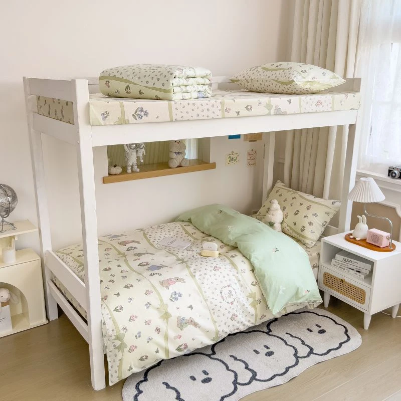 学生宿舍上下铺简约全棉印花学生三件套单人枕芯加大豆被五件套