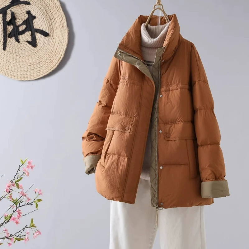 欧货中长款加厚羽绒服女冬季新款韩版白鸭绒宽松时尚厚外套女款