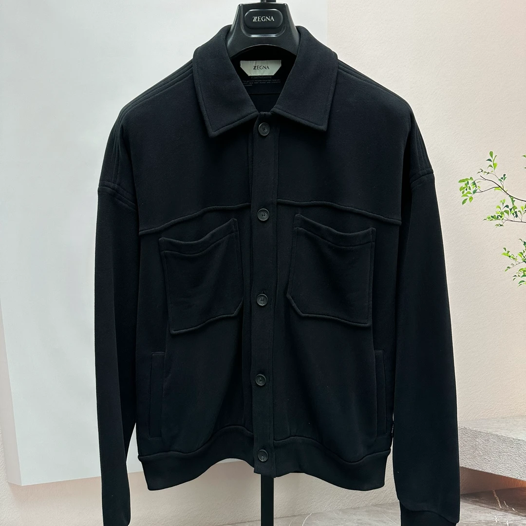 全新未使用  ZEGNA/杰尼亚  男士黑色休闲外套ZEY010百搭翻领