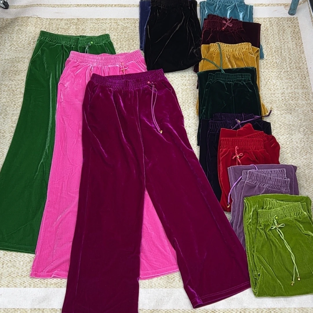 DD-8998秋冬加厚彩色丝绒阔腿裤