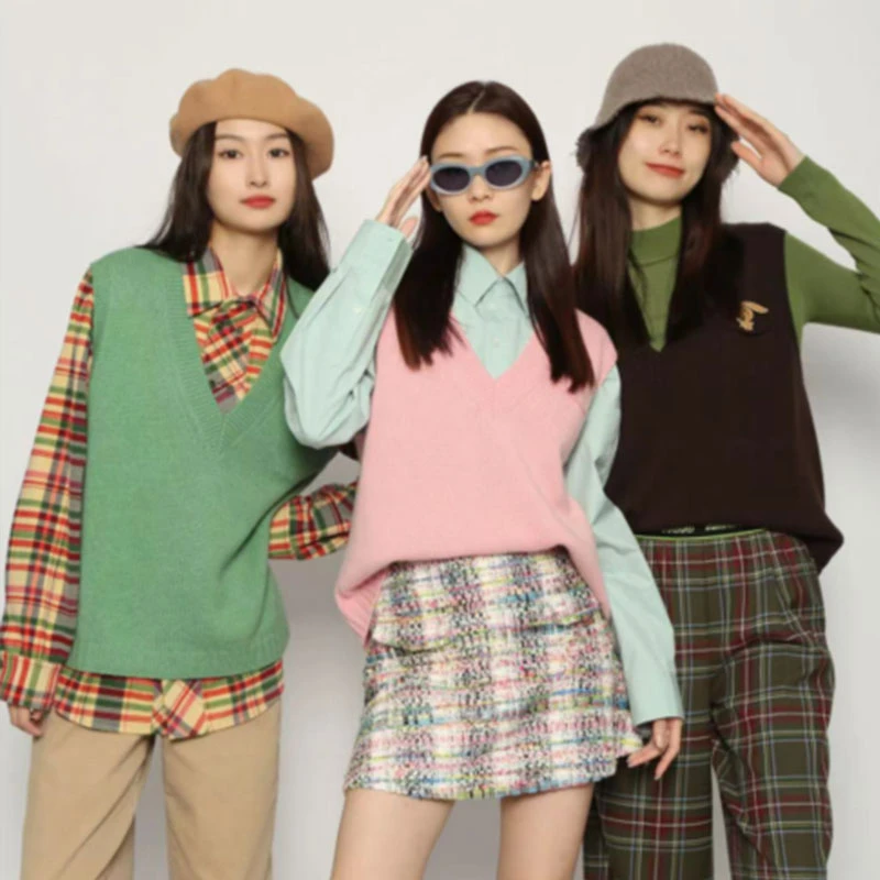 【商场同款】口袋针织马甲V领减龄时尚百搭宽松学院风背心女5399256