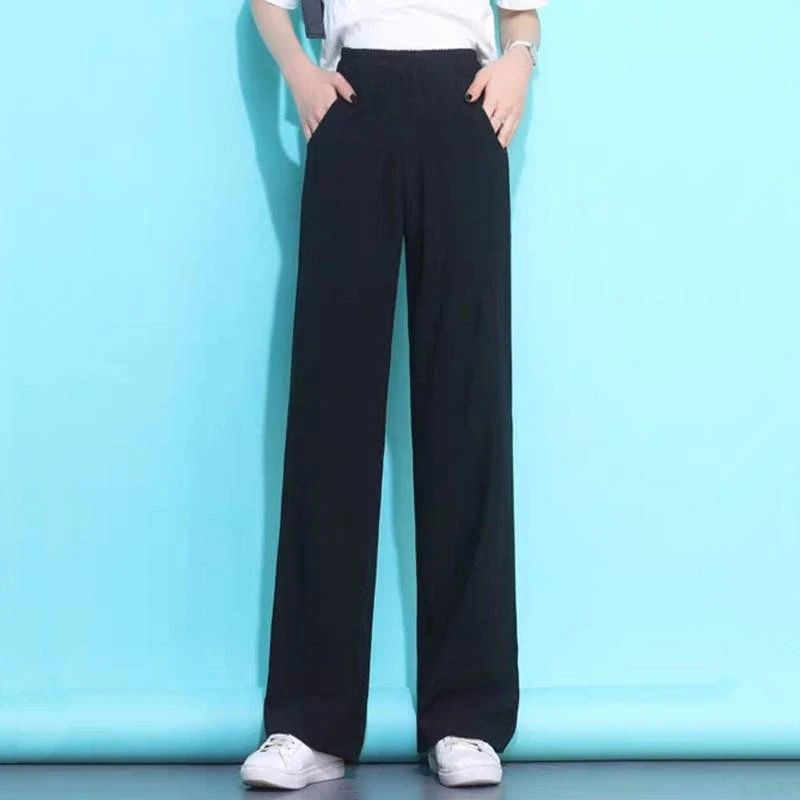 【商场同款】直筒阔腿裤黑色长款显瘦垂感宽松百搭休闲裤女5100061