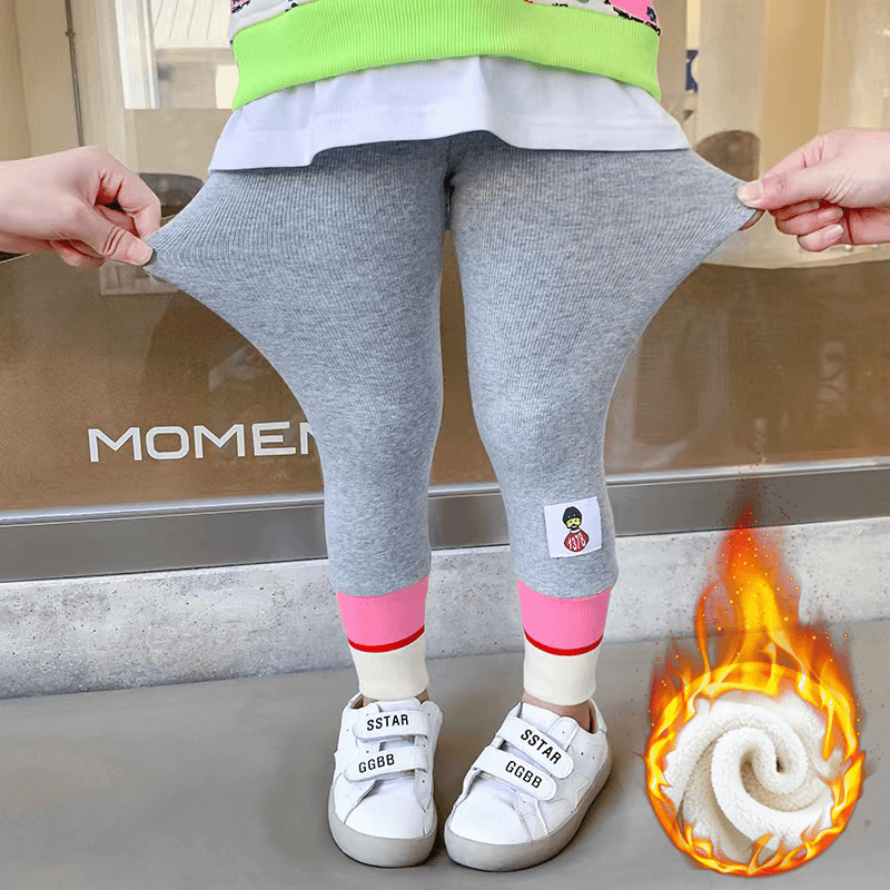 女童打底裤秋冬款加绒儿童外穿裤子宝宝冬季加厚中小童百搭休闲裤