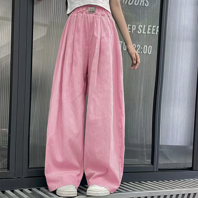 女童夏季裤子儿童洋气薄款高腰夏装显瘦宽松防蚊裤直筒清凉山本裤