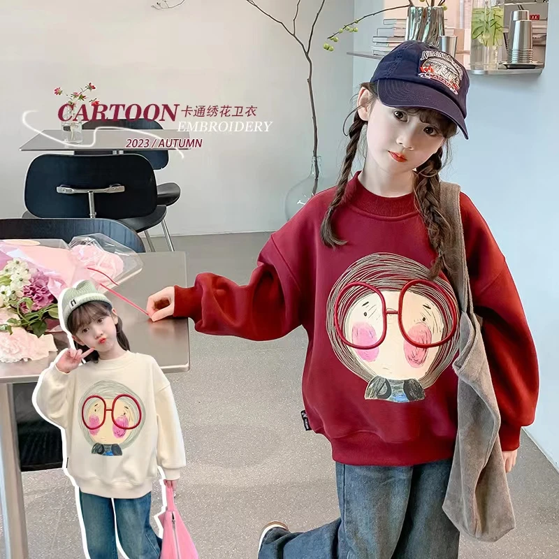 女童秋季卫衣儿童春秋洋气时尚宝宝秋冬款女孩中大童韩版圆领上衣