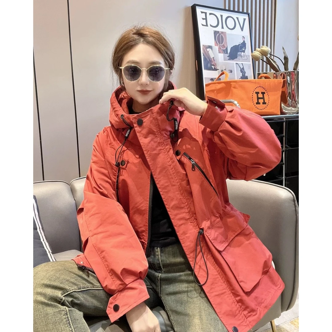 大码欧货二棉风衣外套秋冬季新款夹棉冲锋衣中长款薄棉服韩版宽松